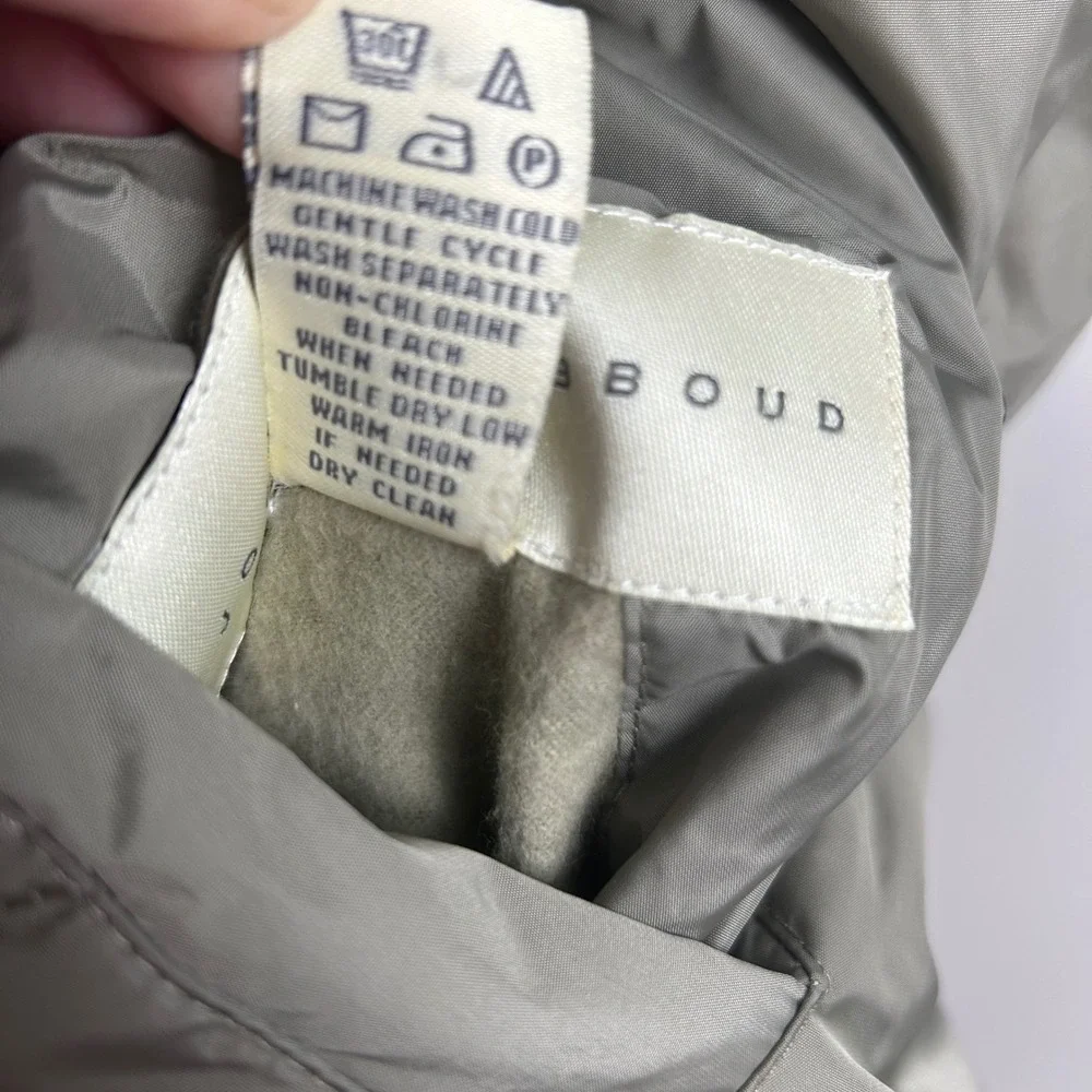 Joseph Abboud Mens Reversible Down Puffer Vest XL Green Taupe Full Zip Outdoor